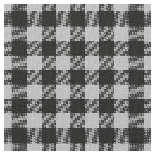 Light Grey & Black Plaid Gingham Stoff (Nahaufnahme)