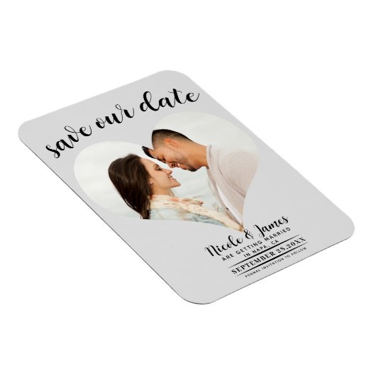 Light Grey Heart Foto Wedding Save the Date Magnet (Rechte Seite)