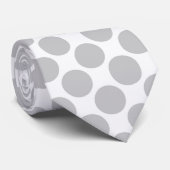 Light Grey Polka Dots on White Custom Necktie Krawatte (Gerollt)