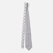 Light Grey Polka Dots on White Custom Necktie Krawatte (Rückseite)
