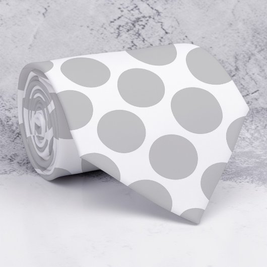 Light Grey Polka Dots on White Custom Necktie Krawatte