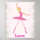 Light Hair Pink Glitzer Dress Ballerina Crown Poster (Vorne)