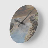 Light house in Cascais Portugal Runde Wanduhr (Winkel)