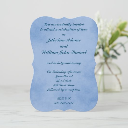 Light Indigo Blue Parchment Einladung (Stehend Vorderseite)