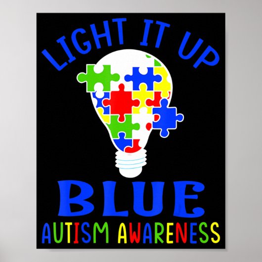 Light It Up Blue Autism Awareness Autistic Puzzle Poster (Vorne)