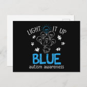 Light It Up Blue Autism Awareness Autistic Puzzle Postkarte (Vorne/Hinten)