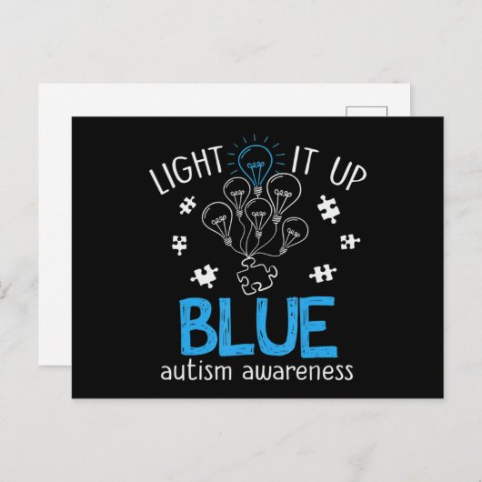 Light It Up Blue Autism Awareness Autistic Puzzle Postkarte (Vorne/Hinten)