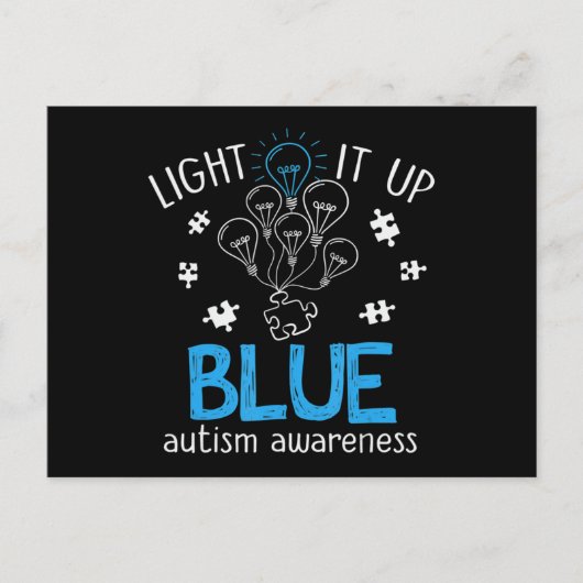 Light It Up Blue Autism Awareness Autistic Puzzle Postkarte (Vorderseite)