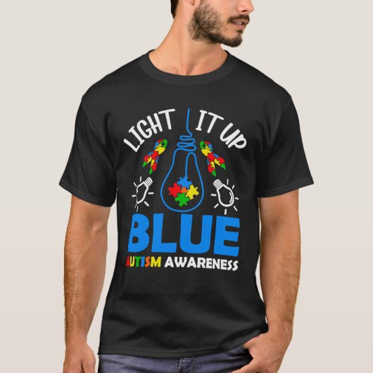 Light It Up Blue Autism Awareness Autistic Puzzle  T-Shirt (Vorderseite)