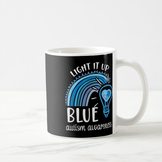 Light It Up Blue Autismus Awareness Month Rainbow Kaffeetasse (Rechts)