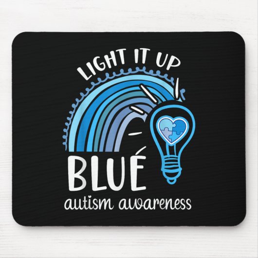 Light It Up Blue Autismus Awareness Month Rainbow Mousepad (Vorne)