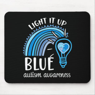 Light It Up Blue Autismus Awareness Month Rainbow Mousepad