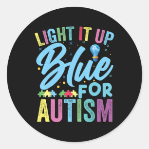 Light It Up Blue Autismus Awareness T - Shirt92 Runder Aufkleber