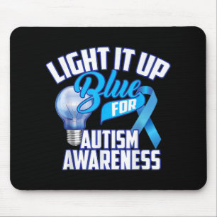 Light It up Blue for Autismus Awareness Gifts Blue Mousepad