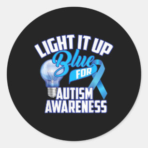 Light It up Blue for Autismus Awareness Gifts Blue Runder Aufkleber