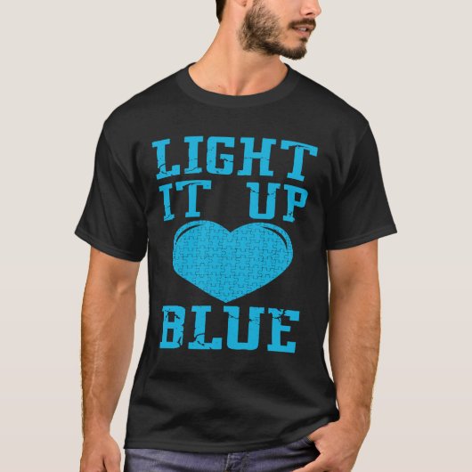 Light It Up Blue  Puzzle Piece Autism Awareness T-Shirt (Vorderseite)