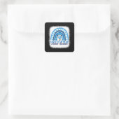 Light It Up Blue Rainbow brach Autismus Awareness Quadratischer Aufkleber (Tasche)