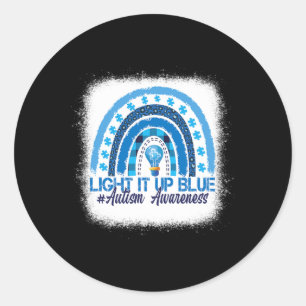 Light It Up Blue Rainbow brach Autismus Awareness Runder Aufkleber