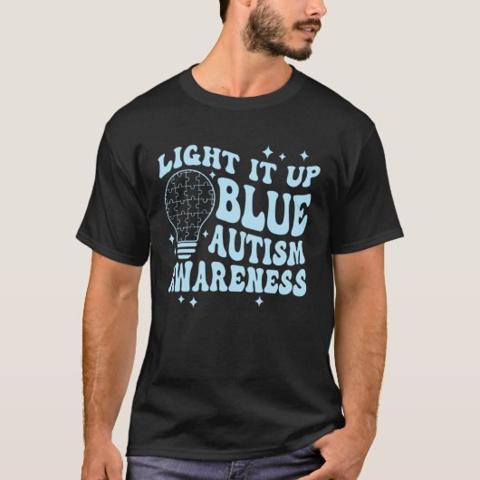 Light It Up Blue Retro Groovy Autism Awareness Gir T-Shirt (Vorderseite)