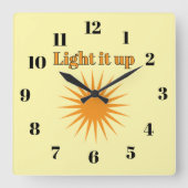 Light it up, yellow quadratische wanduhr (Vorderseite)