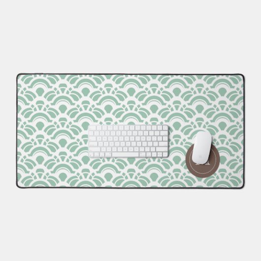 Light Jade Pattern Monogram Schreibtischunterlage (Tastatur & Maus)