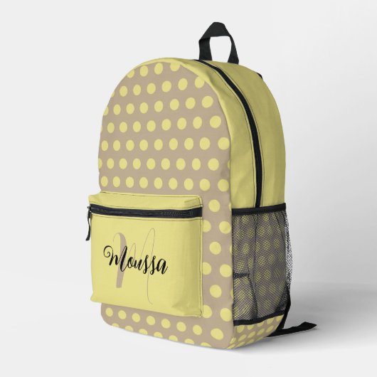 Light Khaki Color - Anfangsbuchstabenmonogramm Bedruckter Rucksack (Rückseitige Ecke Rechts)