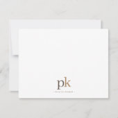 Light Khaki Modern Neutral Brown Monogram Mitteilungskarte (Vorderseite)