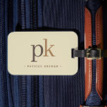 Light Khaki Two Tone Minimalistisch Monogram Gepäckanhänger<br><div class="desc">Light Khaki Two Tone Minimalistisch Monogram Gepäckanhänger</div>