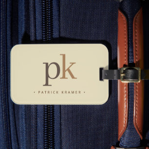 Light Khaki Two Tone Minimalistisch Monogram Gepäckanhänger