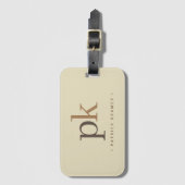 Light Khaki Two Tone Minimalistisch Monogram Gepäckanhänger (Vorderseite Vertikal)