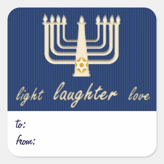 Light Laughter Liebe Hanukkah Geschenkmarke Quadratischer Aufkleber (Vorderseite)