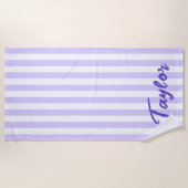 Light Lavendel und White Cabana Stripe Strandtuch (Vorderseite)