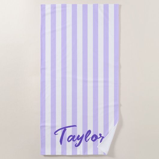 Light Lavendel und White Cabana Stripe Strandtuch (Vorderseite)