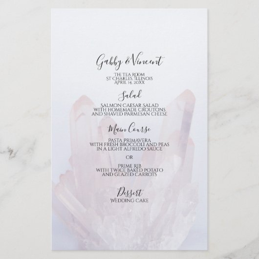 Light Lavender Lila Crystals Wedding Menu (Vorderseite)