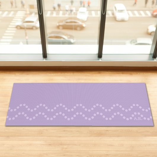 Light Lavender Minimal Dotted Wavy Lines Initials Yogamatte