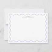 Light Lavender Modern Wavy Border Note card Einladung (Vorderseite)