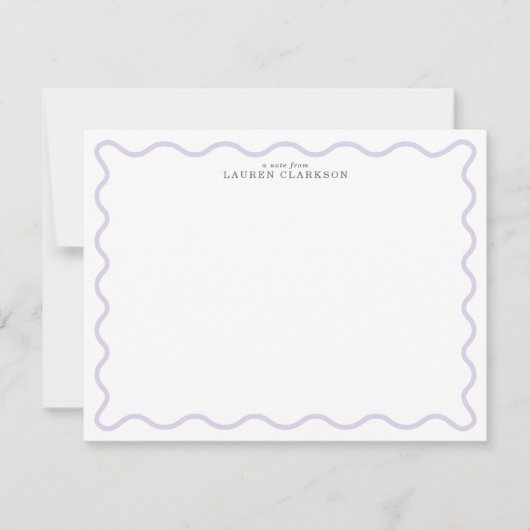 Light Lavender Modern Wavy Border Note card Einladung (Vorderseite)