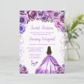Light Lila Brown Hair Princess 16 . Geburtstag Einladung (Stehend Vorderseite)