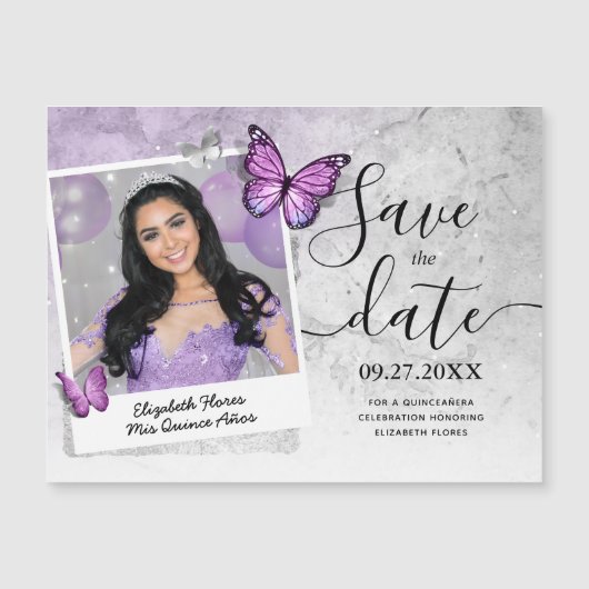 Light Lila Butterfly Foto Speichern Sie die Datums Magnetkarte (Vorderseite)