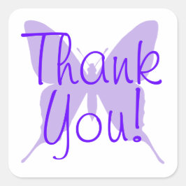 Light Lila Butterfly Silhouette Danke Quadratischer Aufkleber