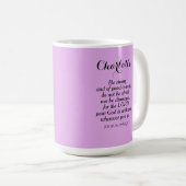 Light Lila Courage Bible Verse Individuelle Name Kaffeetasse (VorderseiteRechts)