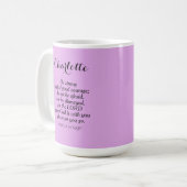 Light Lila Courage Bible Verse Individuelle Name Kaffeetasse (Vorderseite Links)