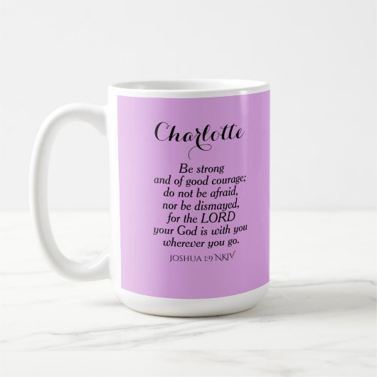 Light Lila Courage Bible Verse Individuelle Name Kaffeetasse (Links)