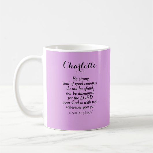 Light Lila Courage Bible Verse Individuelle Name Kaffeetasse (Links)