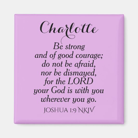 Light Lila Courage Bible Verse Individuelle Name Magnet (Vorne)