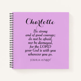 Light Lila Courage Bible Verse Individuelle Name Notizblock