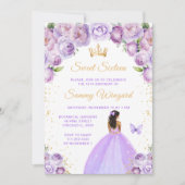 Light Lila Dark Skin Princess 16 . Geburtstag Einladung (Vorderseite)