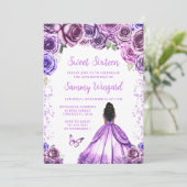Light Lila Dark Skin Princess 16 . Geburtstag Einladung (Stehend Vorderseite)