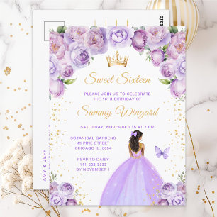 Light Lila Dark Skin Princess 16 . Geburtstag Postkarte