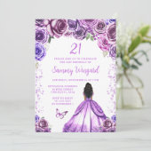 Light Lila Dark Skin Princess Birthday Party Einladung (Stehend Vorderseite)